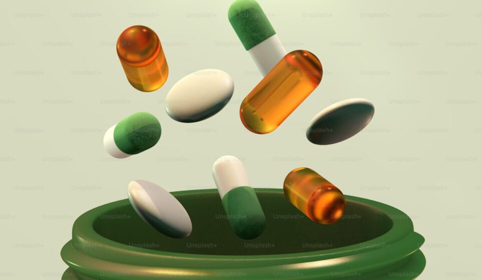 Supplement bottles and vitamins representing longevity expert consensus recommendations