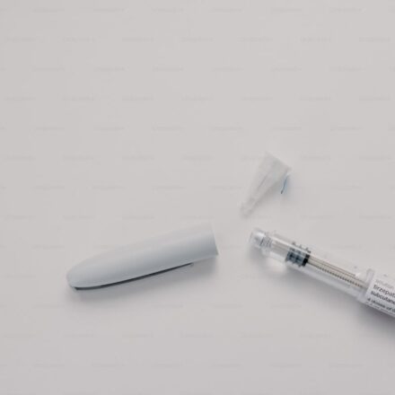 GLP-1 peptide injection pen and medical supplies for metabolic health research